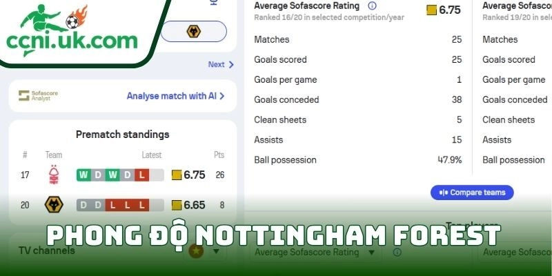 Phong độ Nottingham Forest